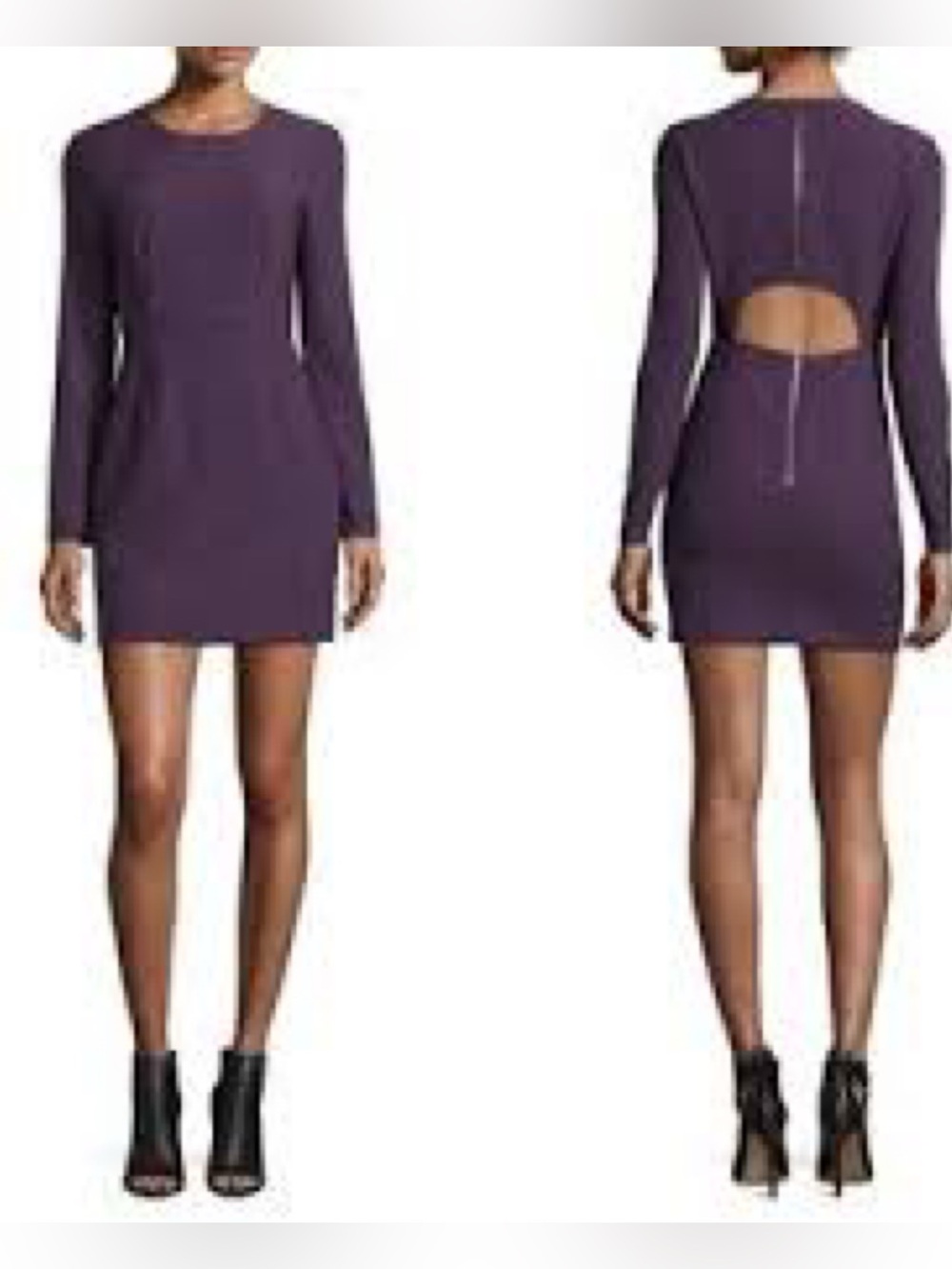 Elizabeth & James Rudi Cut-Out Back Quiet Luxury Mini Crepe Dress Plum Purple 4